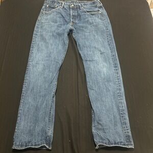 Levis 501 Original Fit Straight Leg Jeans Blue Denim Mens W38 L34 Button Fly